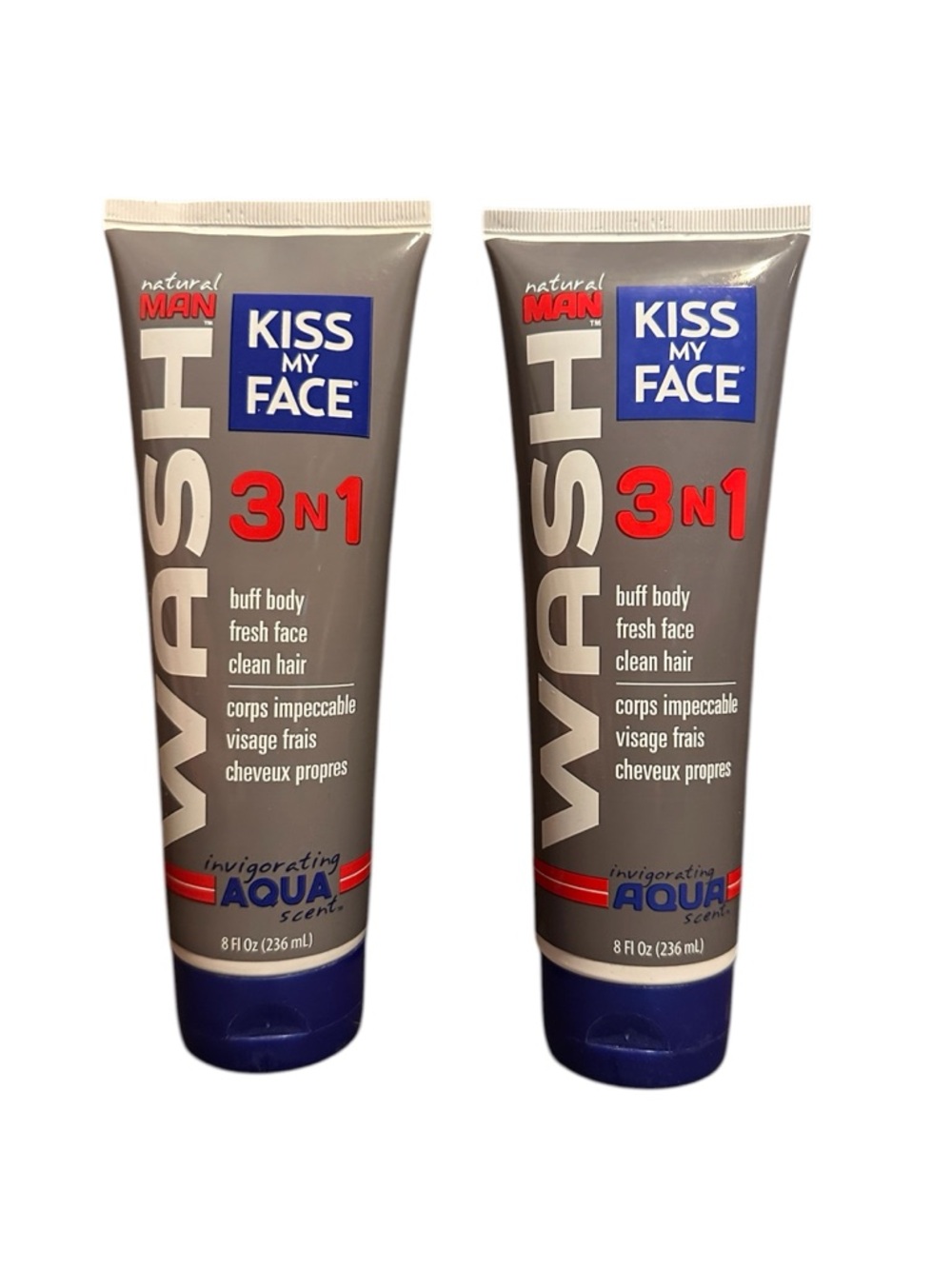 Kiss My Face Natural Man Wash 3 In 1 Body Face Hair 8oz Discontinued, 2 Pack